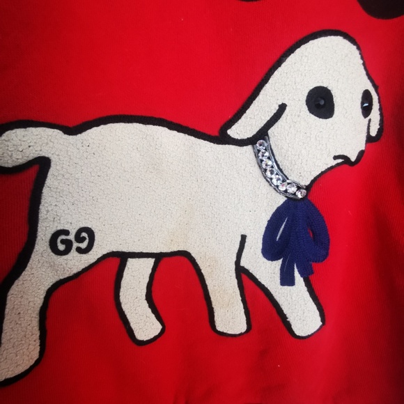 GUCCI LAMB SWEATSHIRT WITH RHINESTONE DETAIL - Picture 2 of 7